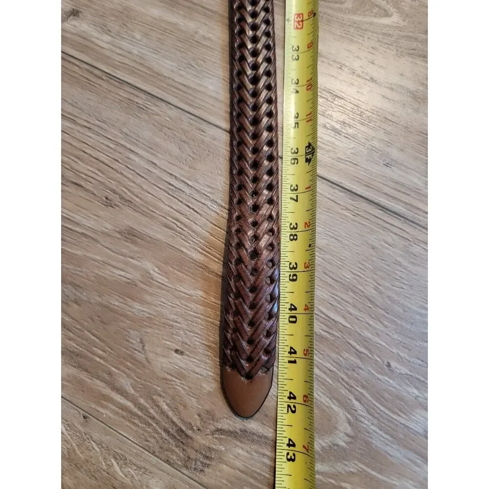 Tommy Hilfiger‎ Brown Braided Belt Sz 34 Men's Logo Preppy